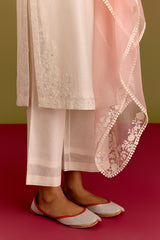 Ivory pink embroidered kurta set