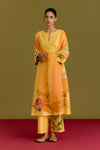 Yellow handpaint kurta set