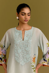 Powder Blue handpaint kurta set