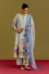 Powder Blue handpaint kurta set