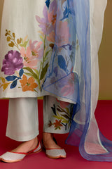 Powder Blue handpaint kurta set