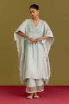Powder Blue Cotton Silk Satin Kaftan set