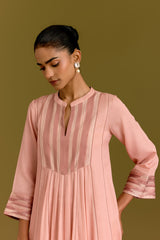 Blush Pink Cotton Silk Satin kurta set (RTS)