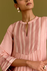 Blush Pink Cotton Silk Satin kurta set (RTS)