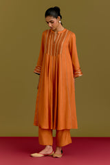 Orange Chanderi kurta set (RTS)
