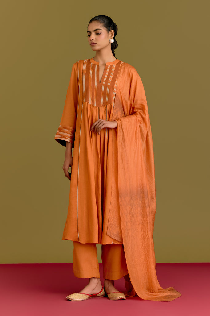 Orange Chanderi kurta set