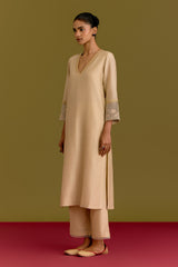 Beige handpaint kurta set