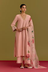 Pink handpaint kurta set (RTS)