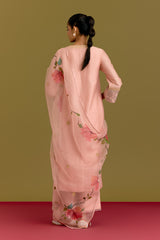 Pink handpaint kurta set (RTS)