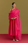 Fuchsia Cotton Silk Satin Anarkali set
