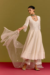 Ivory Silk Chanderi Anarkali set (RTS)