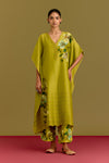 Green handpaint kaftan set