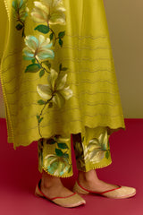 Green handpaint kaftan set
