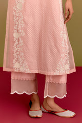 Pink woven kurta set (RTS)