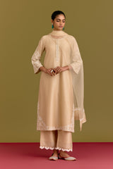 Beige Dori Embroidered Kurta Set (RTS)