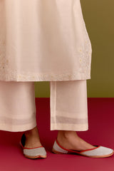 Ivory yellow embroidered kurta set