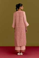 Pink hand block print kurta set