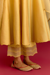 Akansha Ranjan Kapoor in Yellow Cotton Silk Satin Anarkali set