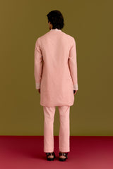 Pink Woven Embroidered Kurta Set