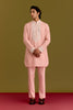 Pink Woven Embroidered Kurta Set