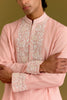 Pink Woven Embroidered Kurta Set