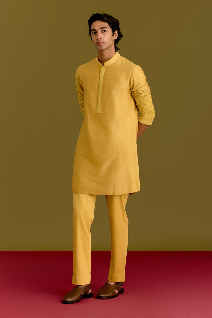 Mustard Embroidered Kurta Set