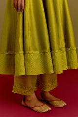 Green Silk Chanderi Anarkali set