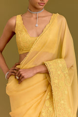 Keerthy Suresh in Yellow Embroidered Saree Set