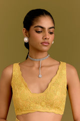 Keerthy Suresh in Yellow Embroidered Saree Set