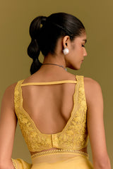 Yellow Embroidered Saree Set