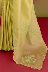 Green Embroidered Saree Set