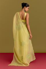 Green Embroidered Saree Set