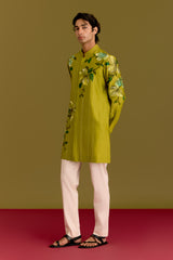 Green Handpainted Kurta set