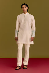 Ivory/Blue Embroidered Kurta set