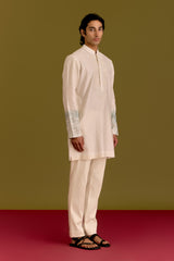 Ivory/Blue Embroidered Kurta set