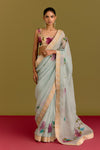 Blue Handpaint Saree Set
