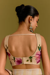 Blue Handpaint Saree Set