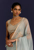 Powder Blue Embroidered Modal Satin Saree Set