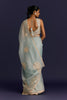 Powder Blue Embroidered Modal Satin Saree Set