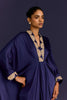Navy Modal Satin Embroidered Kaftan Set