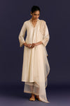 Ivory Chinniya Silk Embroidered Kurta Set