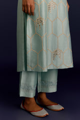 Powder Blue Embroidered Kurta Set