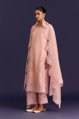 Pink Raw Silk Satin Dori Embridered Kurta set