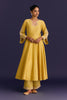Yellow Cotton Silk Blend Embroidered Anarkali Set