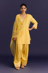 Yellow Cotton Silk Satin Dori Embroidered Kurta Set