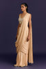 Beige Embroidered Pre-Draped Saree Set