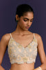 Beige Embroidered Pre-Draped Saree Set