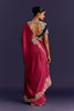 Fuchsia/Navy Embroidered Chinniya Silk Saree Set