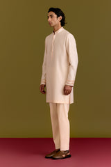 Ivory Cotton Silk Embriodered Kurta Set