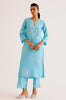 Rashmika Mandanna in Turquoise Blue Silk Chanderi Dori Embroidered Kurta Set